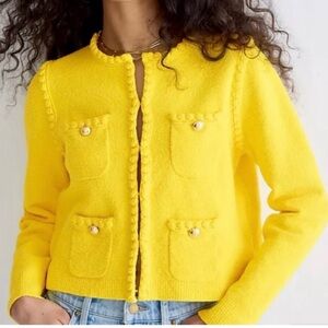 J.Crew Odette Sweater Lady Jacket in Yellow Cotton-Blend Bouclé